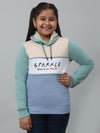 Cantabil Girls Sky Blue Colour Blocked Hooded Neck Sweatshirt For Winter