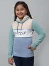 Cantabil Girls Sky Blue Colour Blocked Hooded Neck Sweatshirt For Winter