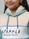 Cantabil Girls Sky Blue Colour Blocked Hooded Neck Sweatshirt For Winter