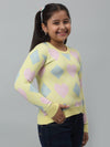 Cantabil Girls Yellow Acrylic Geometric Print Sweater For Winter