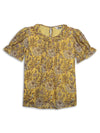 Cantabil Girls Yellow Floral Printed Half Sleeve Top (7155744145547)