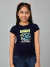 Cantabil Girl's Navy Blue Printed Half Sleeves T-Shirt