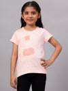 Cantabil Girl's Pink Printed Round Neck T-shirt