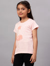 Cantabil Girl's Pink Printed Round Neck T-shirt