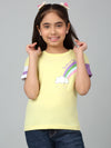 Cantabil Girl's Yellow Printed Half Sleeves T-Shirt