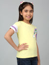 Cantabil Girl's Yellow Printed Half Sleeves T-Shirt