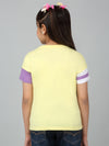 Cantabil Girl's Yellow Printed Half Sleeves T-Shirt
