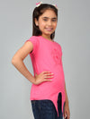 Cantabil Girl's Pink Solid Half Sleeves T-Shirt