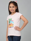 Cantabil Girl's Pink Printed Half Sleeves T-Shirt