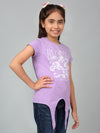 Cantabil Girl's Lavender Printed Half Sleeves T-Shirt