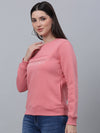 Cantabil Women Round Neck Full Sleeves Fleece Dark Pink Casual Sweatshirt