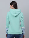 Cantabil Women Hooded Full Sleeves Fleece Mint Green Casual Sweatshirt