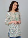 Cantabil Multicolor Printed Round Neck Short Kurti For Women