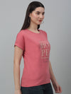 Cantabil Women's Dark Pink Printed Round Neck Casual T-shirt For Summer
