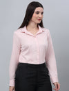 Cantabil Cotton Solid Full Sleeve Regular Fit Pink Formal Shirt for Women