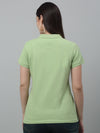 Cantabil Women's Green Solid Polo Neck Casual T-shirt For Summer