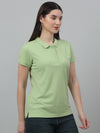 Cantabil Women's Green Solid Polo Neck Casual T-shirt For Summer