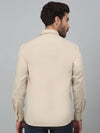 Cantabil Beige Solid Full Sleeve Casual Stretchable Shirt For Men