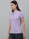 Cantabil Women's Lavender Solid Polo Neck Casual T-shirt For Summer