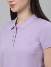 Cantabil Women's Lavender Solid Polo Neck Casual T-shirt For Summer