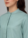 Cantabil Women's Light Green Solid Full Sleeves Tunic