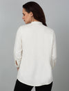 Cantabil Women's Off White Solid Three-Quarter Sleeves Tunic