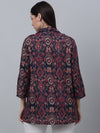 Cantabil Women Printed Spread Collar 3/4th Sleeve Multicolored Casual Tunic