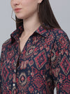 Cantabil Women Printed Spread Collar 3/4th Sleeve Multicolored Casual Tunic