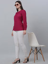 Cantabil Women Solid Round Neck Full Sleeve Pink Casual Tunic