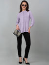 Cantabil Women's Purple Solid Three-Quarter Sleeves Tunic