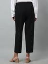 Cantabil Black Solid Lycra Non Pleated High Rise Regular Fit Formal Trousers For Women