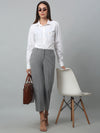 Cantabil Grey Solid Lycra Non Pleated High Rise Regular Fit Formal Trousers For Women