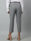 Cantabil Grey Solid Lycra Non Pleated High Rise Regular Fit Formal Trousers For Women