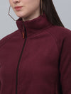 Cantabil Women Mock Neck Full Sleeves Fleece Wine Casual Sweatshirt