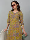 Cantabil Women's Mustard Floral Print Kurti Plazzo Set