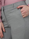 Cantabil Grey Solid Non-Pleated Formal Trouser For Women