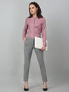 Cantabil Grey Solid Non-Pleated Formal Trouser For Women