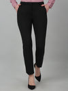 Cantabil Black Solid Non-Pleated Formal Trouser For Women