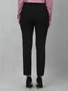 Cantabil Black Solid Non-Pleated Formal Trouser For Women