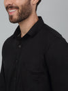 Cantabil Black Solid Full Sleeve Casual Stretchable Shirt For Men
