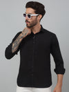 Cantabil Black Solid Full Sleeve Casual Stretchable Shirt For Men