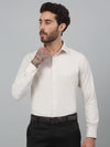 Cantabil Beige Self Design Full Sleeve Formal Shirt For Men