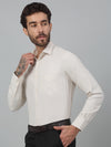 Cantabil Beige Self Design Full Sleeve Formal Shirt For Men