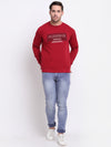 Cantabil Printed Maroon Full Sleeves Round Neck Regular Fit Casual Sweatshirt for Men