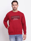 Cantabil Printed Maroon Full Sleeves Round Neck Regular Fit Casual Sweatshirt for Men