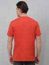 Cantabil Orange Printed Round Neck Half Sleeve T-shirt For Men