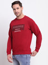 Cantabil Printed Maroon Full Sleeves Round Neck Regular Fit Casual Sweatshirt for Men