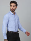 Cantabil Blue Self Design Full Sleeve Formal Shirt For Men