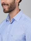 Cantabil Blue Self Design Full Sleeve Formal Shirt For Men