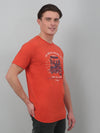 Cantabil Orange Printed Round Neck Half Sleeve T-shirt For Men